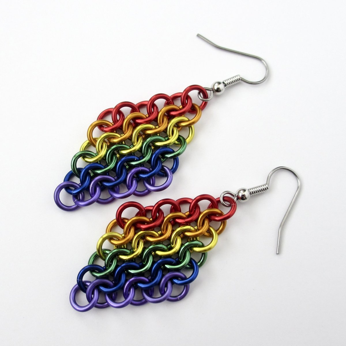 Rainbow European 4 in 1 chainmail earrings, gay pride jewelry, rainbow jewelry, LGBT jewelry