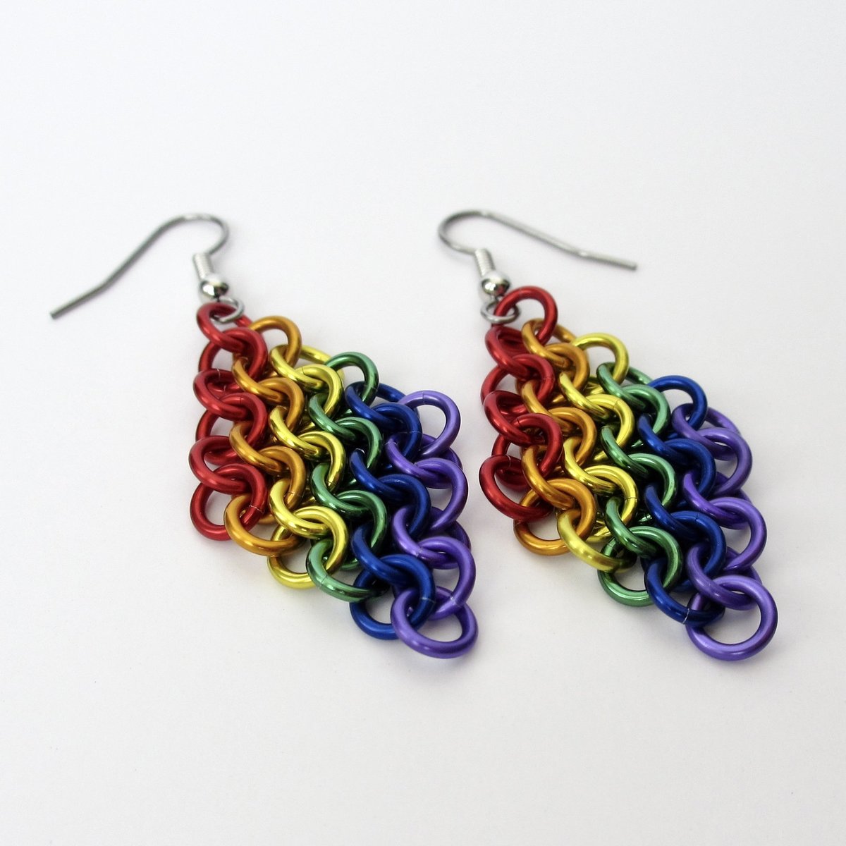 Rainbow European 4 in 1 chainmail earrings, gay pride jewelry, rainbow jewelry, LGBT jewelry