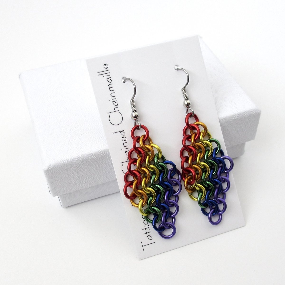 Rainbow European 4 in 1 chainmail earrings, gay pride jewelry, rainbow jewelry, LGBT jewelry