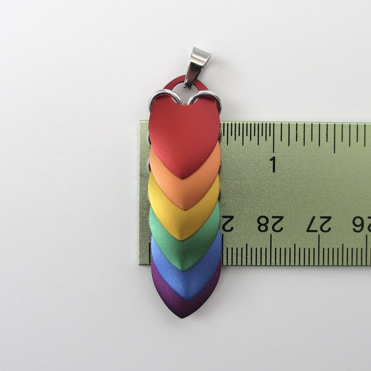 Gay pride pendant, rainbow chainmail scale jewelry, LGBTQ necklace