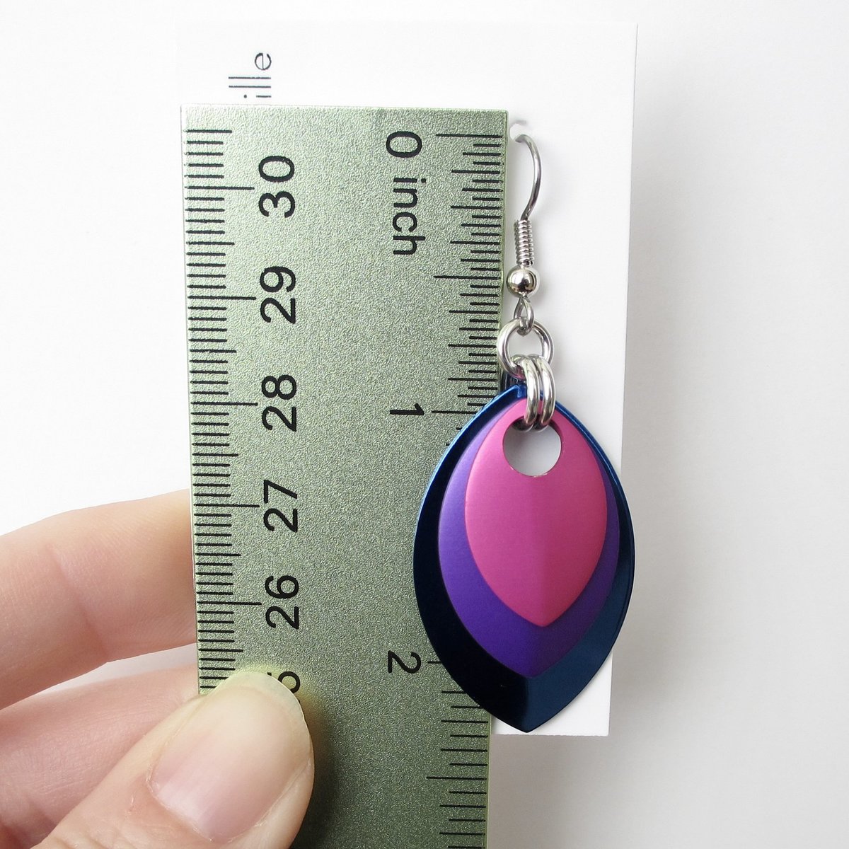 Bisexual pride earrings, bi pride chainmail scales earrings