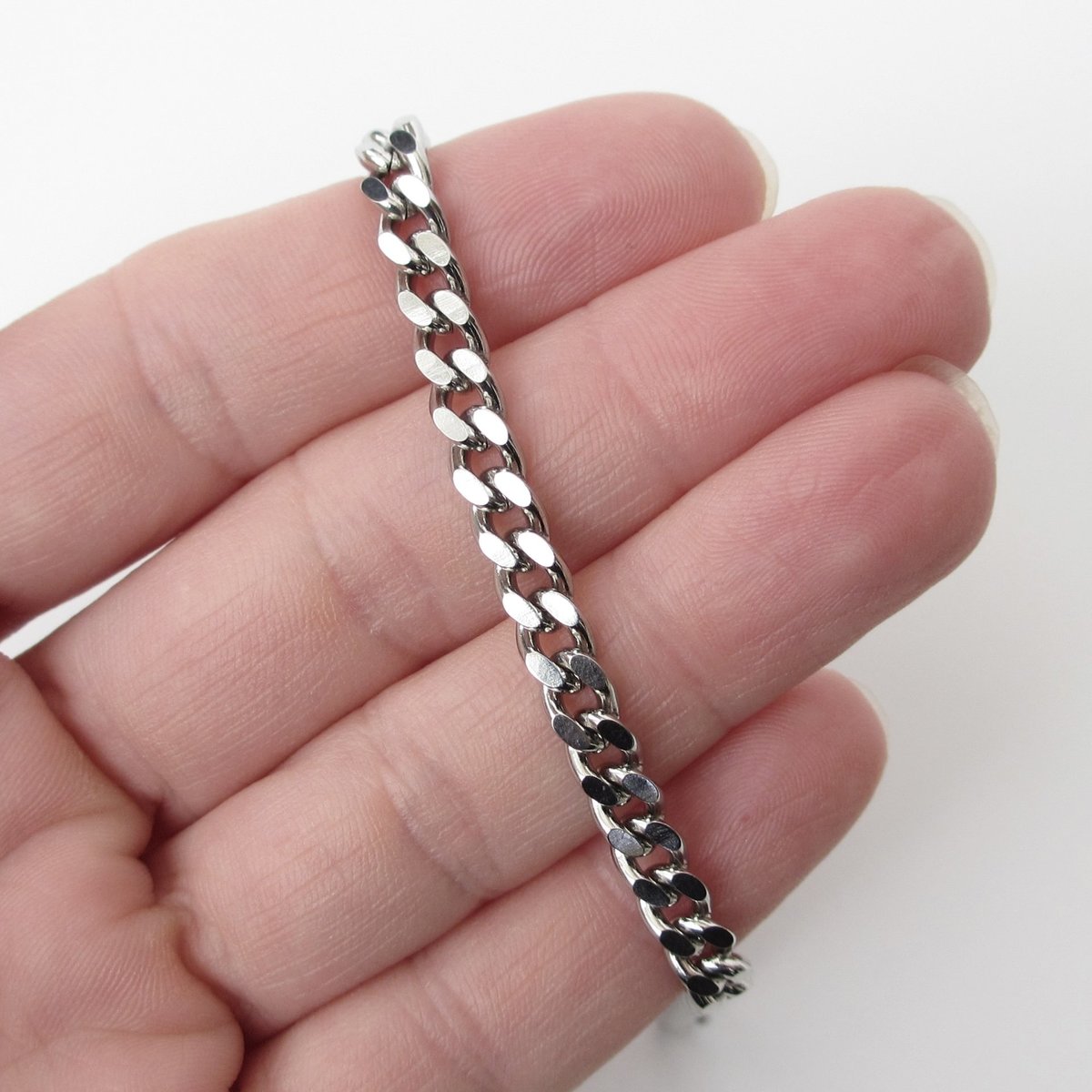 Stainless steel chain bracelet, 5mm curb chain, women's steel bracelet, men's steel bracelet