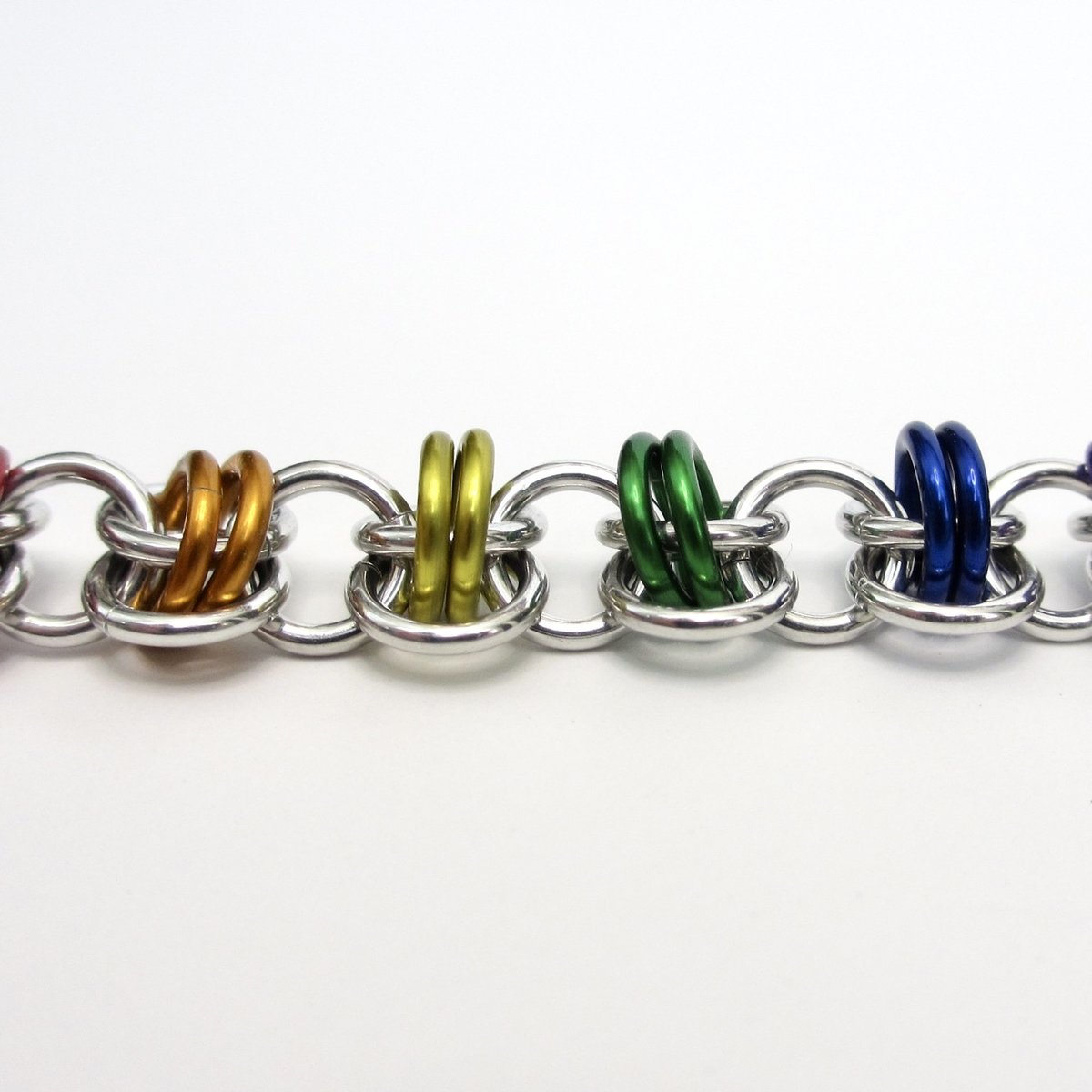 Gay pride bracelet, LGBT chainmaille bracelet, rainbow jewelry, barrel weave chainmaille