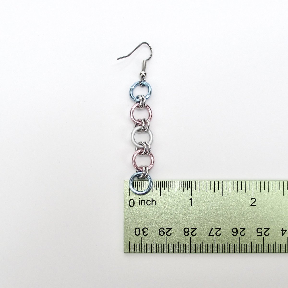 Trans pride flag earrings, simple LGBTQ chainmail jewelry