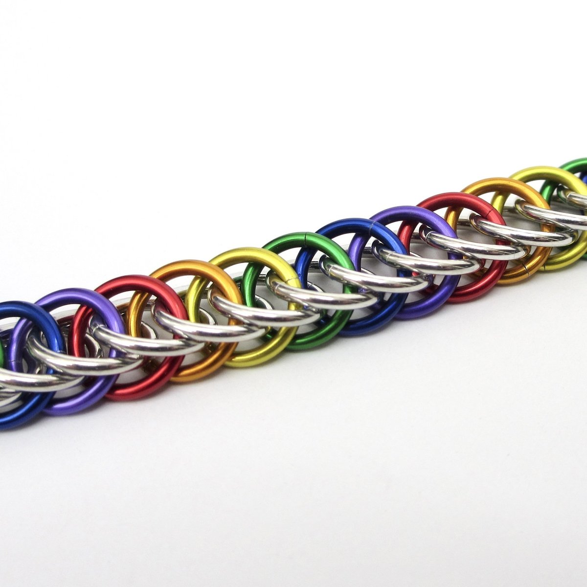Gay pride chainmaille bracelet, rainbow jewelry, LGBT jewelry, Half Persian 4 in 1 chainmaille
