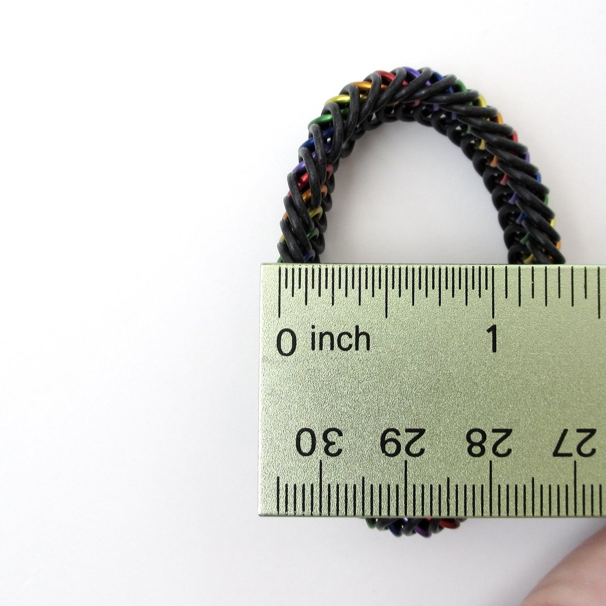 Stretchy chainmail bracelet, rainbow gay pride jewelry, Euro 6 in 1 weave