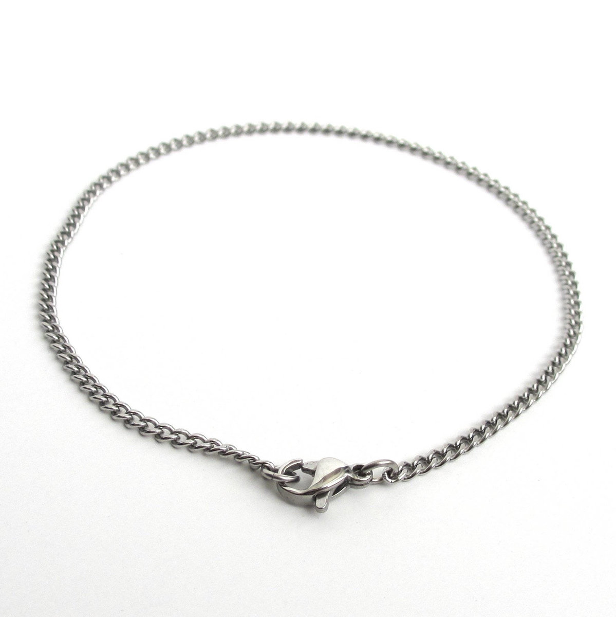2mm stainless steel curb chain bracelet, anklet, or necklace, choose your length, thin curb chain jewelry for men or women