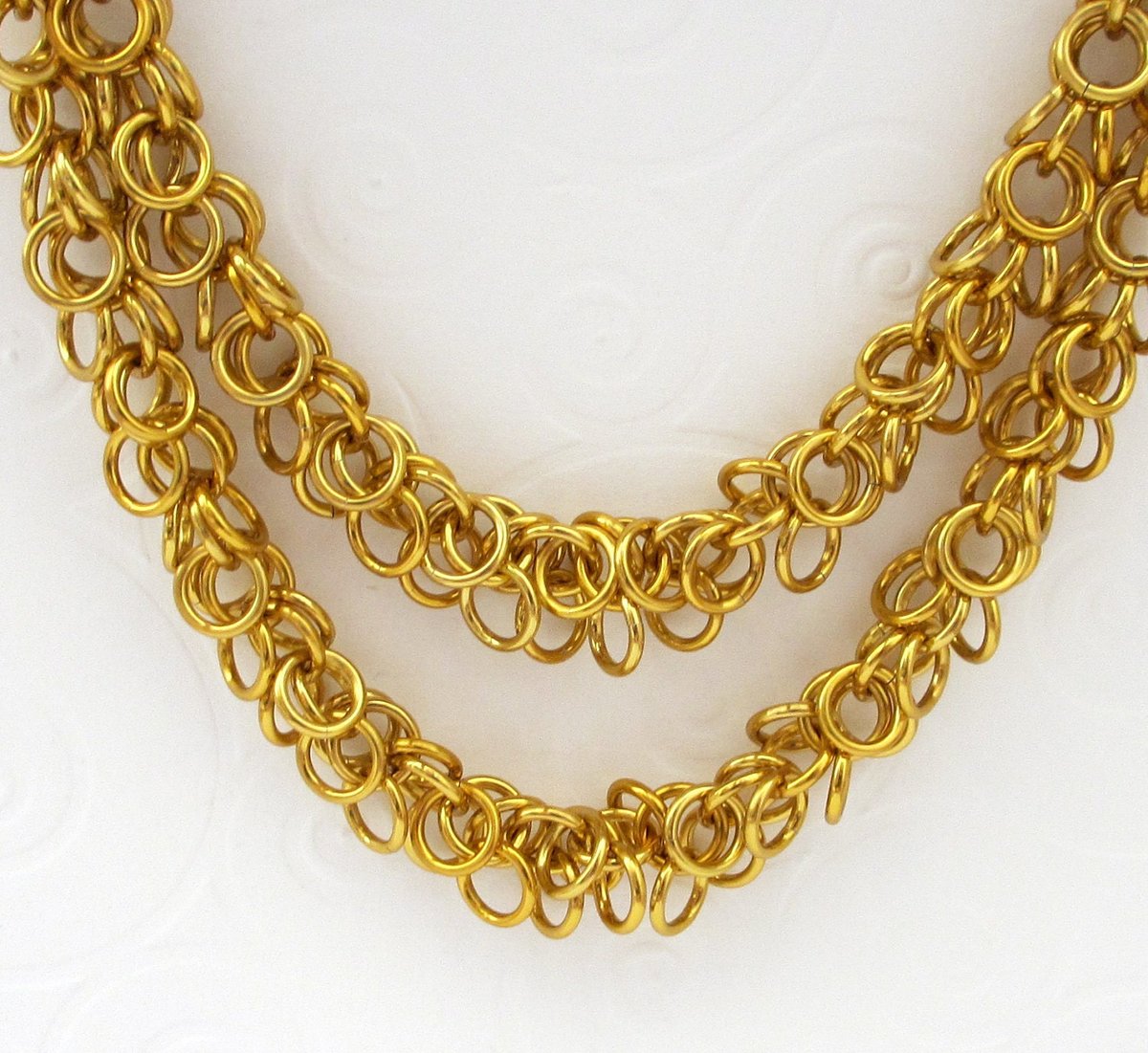 Clearance 50% off, Chainmaille shaggy loops necklace in gold aluminum