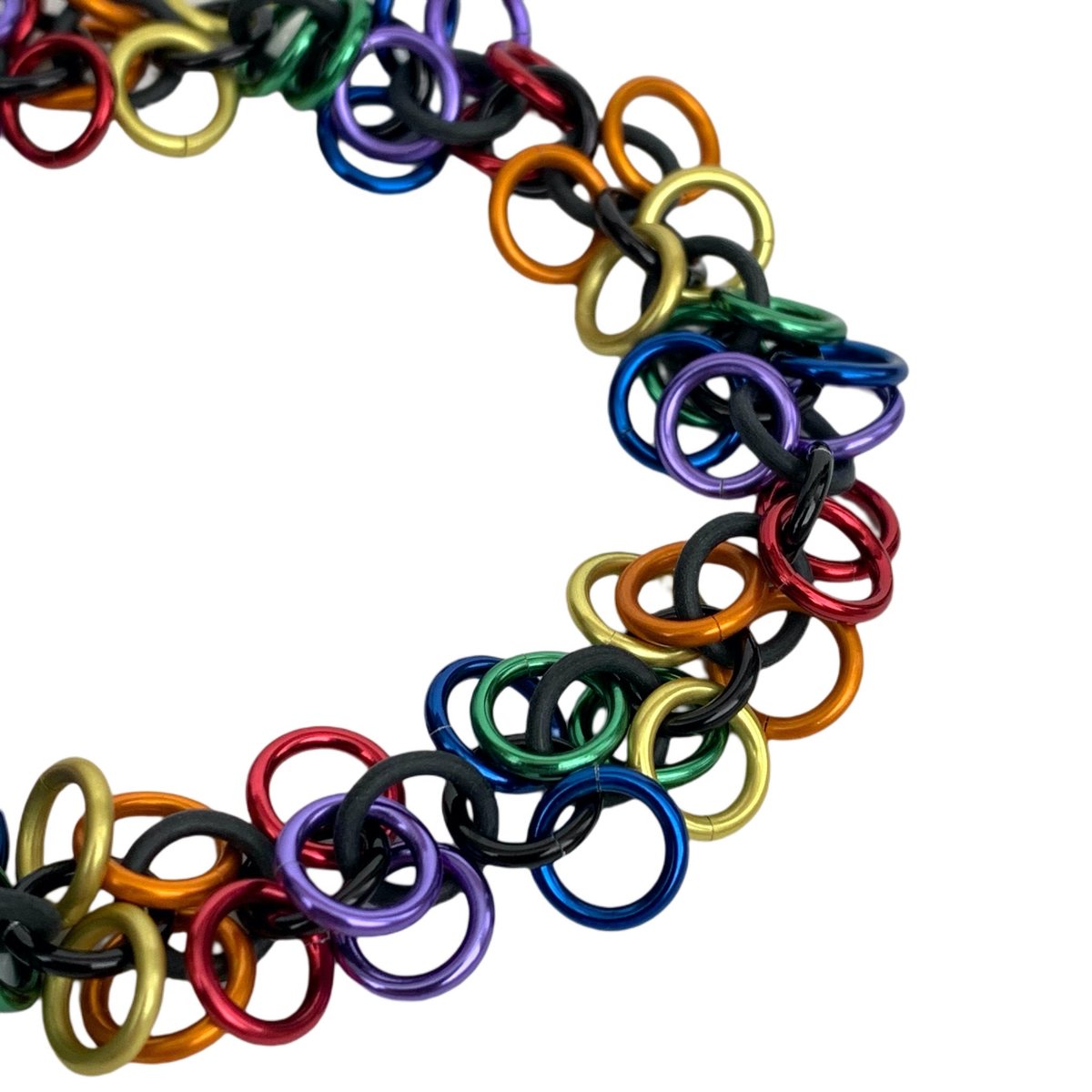 Rainbow LGBTQ bracelet, gay pride stretchy bracelet, chainmaille shaggy loops weave