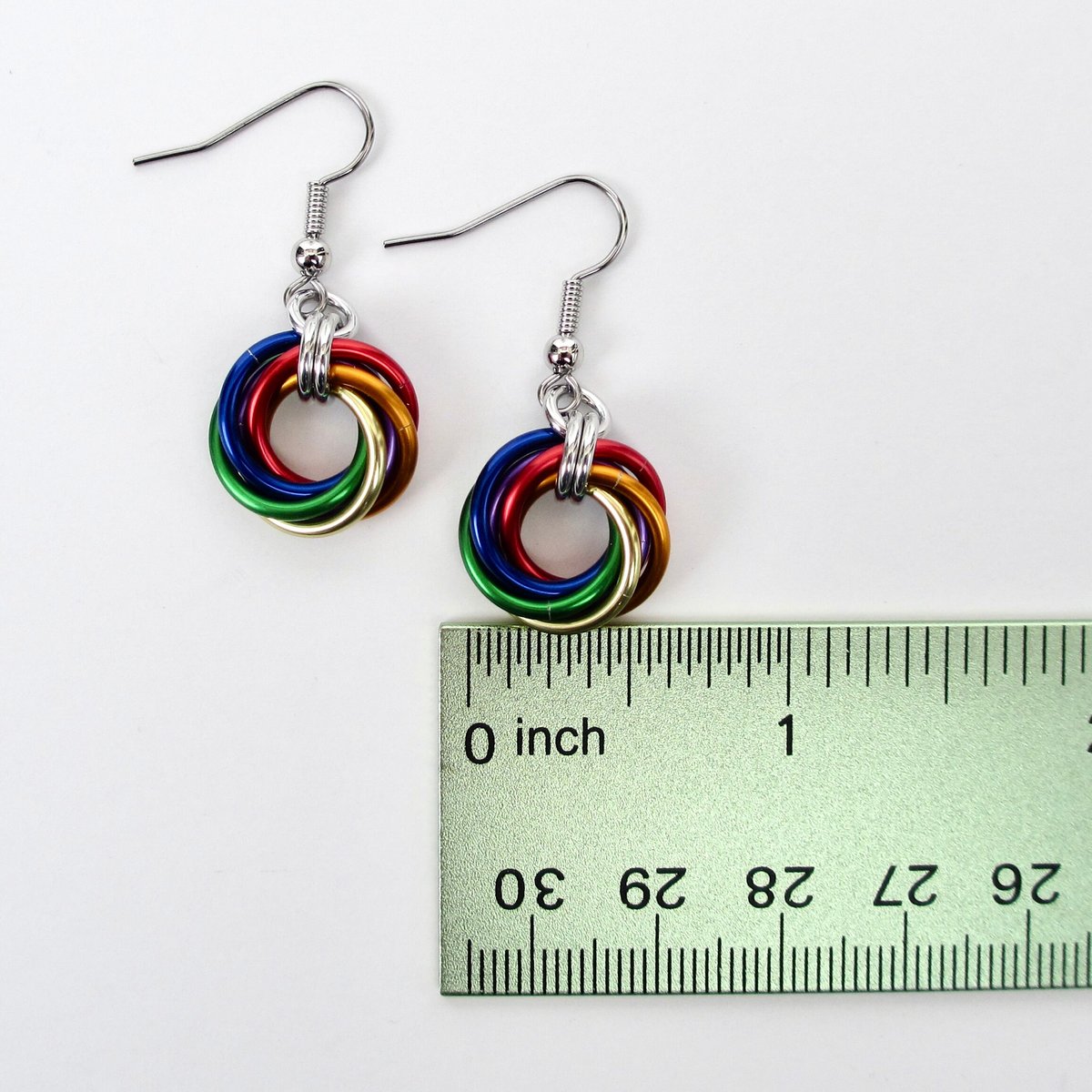 Rainbow gay pride earrings, love knot chainmail jewelry, LGBTQ pride