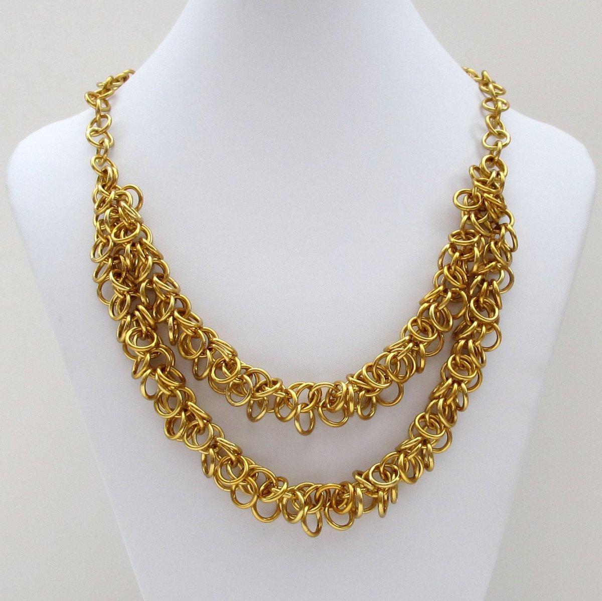 Clearance 50% off, Chainmaille shaggy loops necklace in gold aluminum