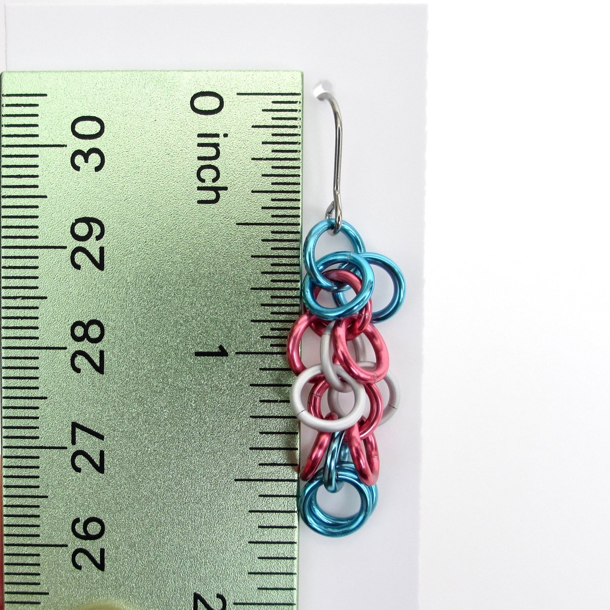 Trans pride earrings, chainmail shaggy loops weave, LGBTQ jewelry