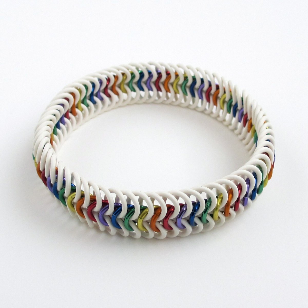 LGBT bracelet, gay pride bracelet, rainbow jewelry, stretchy chainmail bracelet