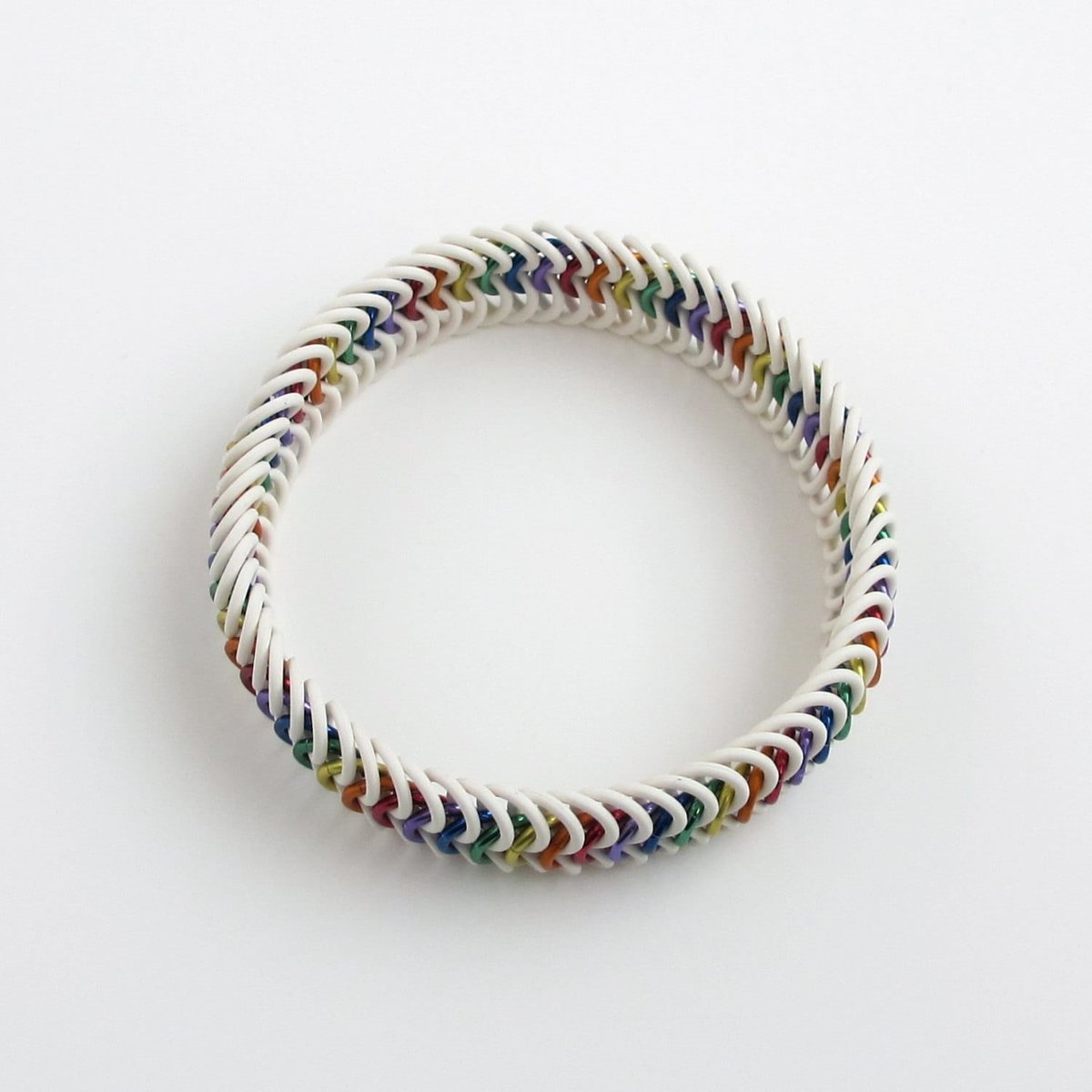 LGBT bracelet, gay pride bracelet, rainbow jewelry, stretchy chainmail bracelet