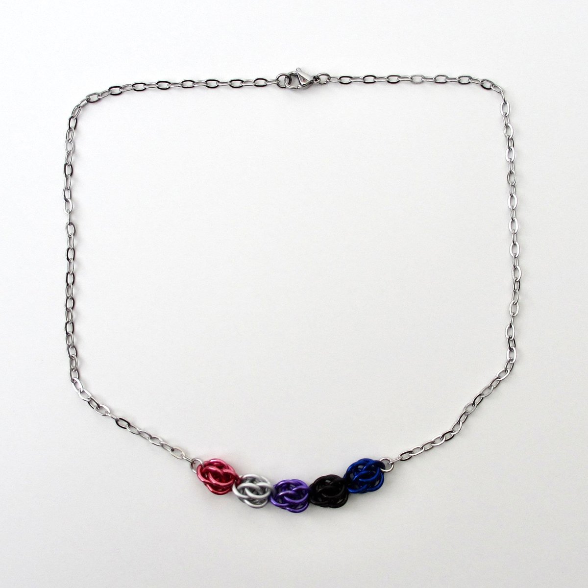Genderfluid pride necklace, chainmail Sweetpea weave jewelry