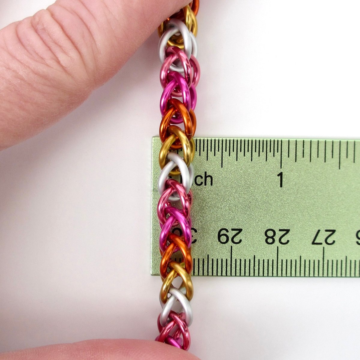Lesbian pride chainmail bracelet, half Persian 3 in 1 weave, LGBTQ pride month jewelry gifts
