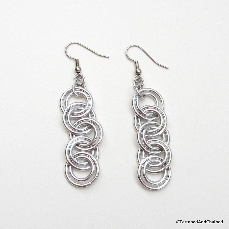 Simple chainmail earrings, chain dangle earrings