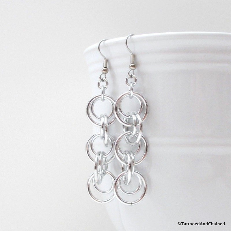 Simple chainmail earrings, chain dangle earrings