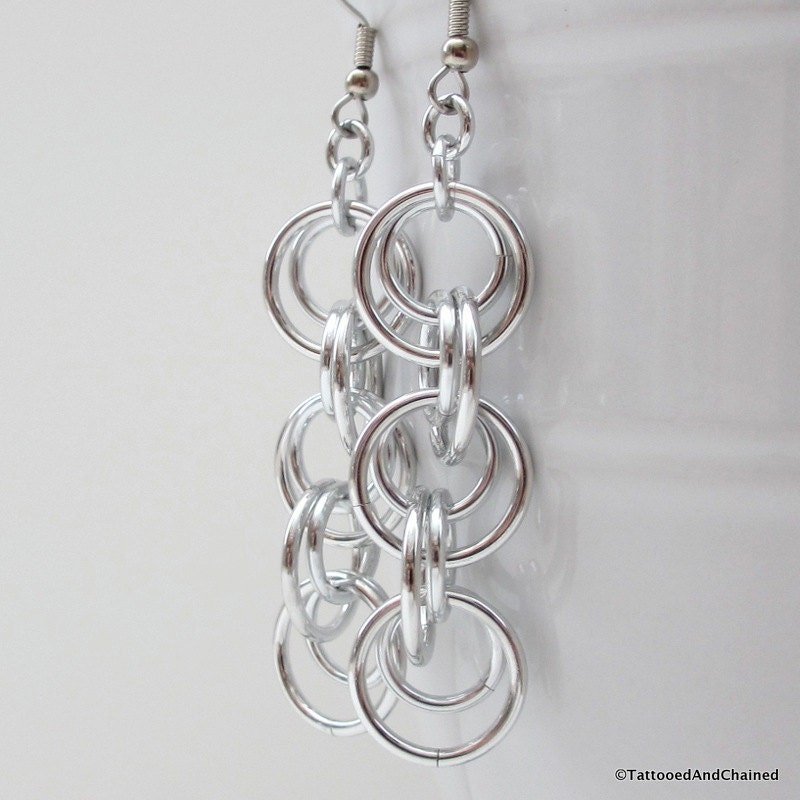 Simple chainmail earrings, chain dangle earrings
