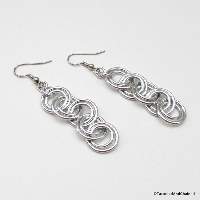 Simple chainmail earrings, chain dangle earrings