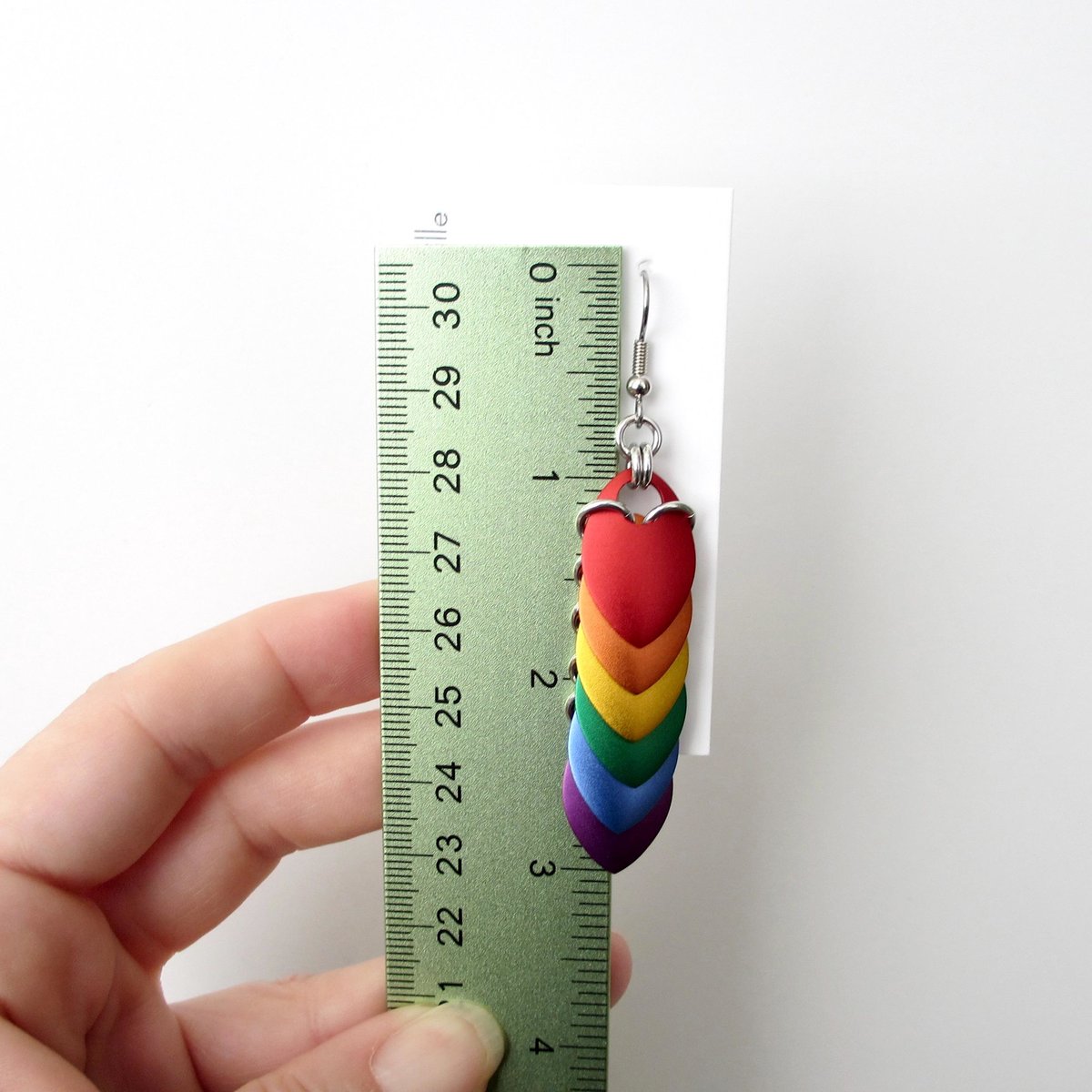 Intersex inclusive progress pride flag earrings, mismatched LGBTQIA chainmail scales jewelry