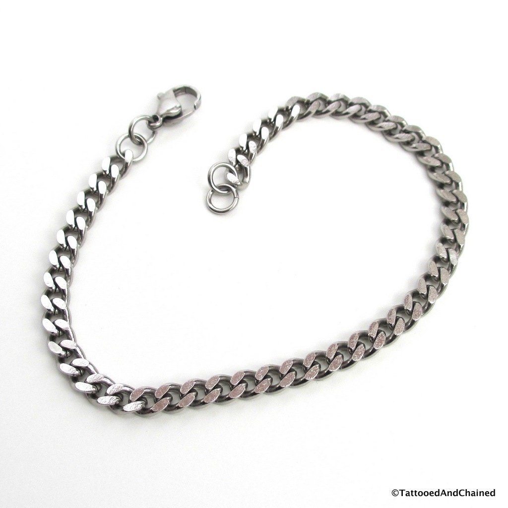 Stainless steel chain bracelet, 4mm curb chain jewelry