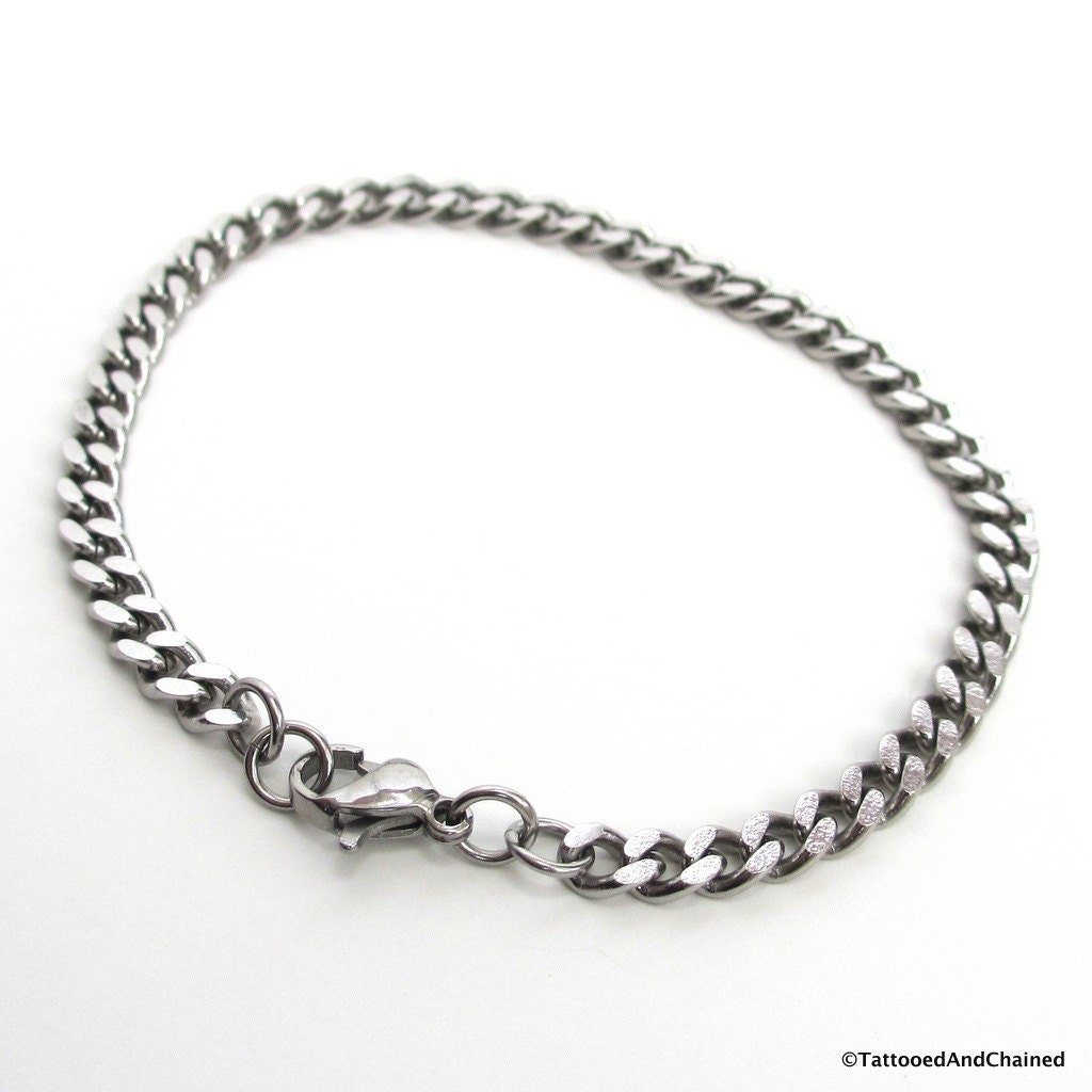 Stainless steel chain bracelet, 4mm curb chain jewelry