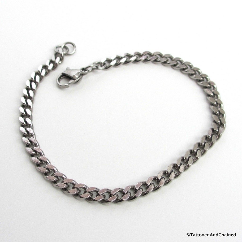 Stainless steel chain bracelet, 4mm curb chain jewelry