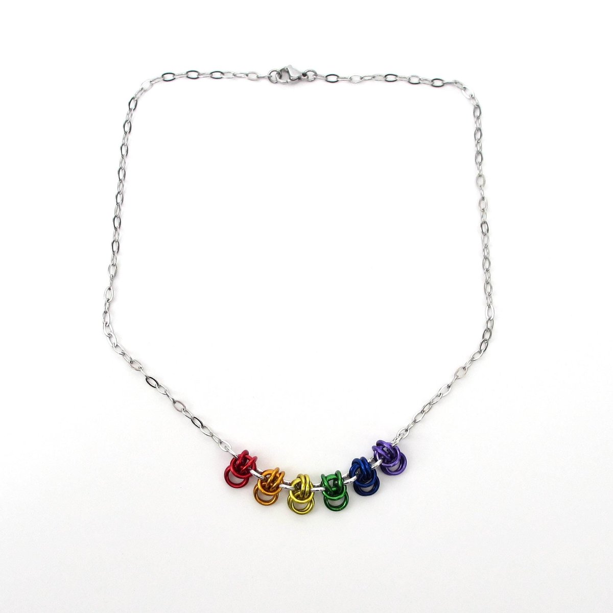 Rainbow Gay Pride Scalloped Necklace - Handmade Anodized Aluminum LGBTQ Jewelry