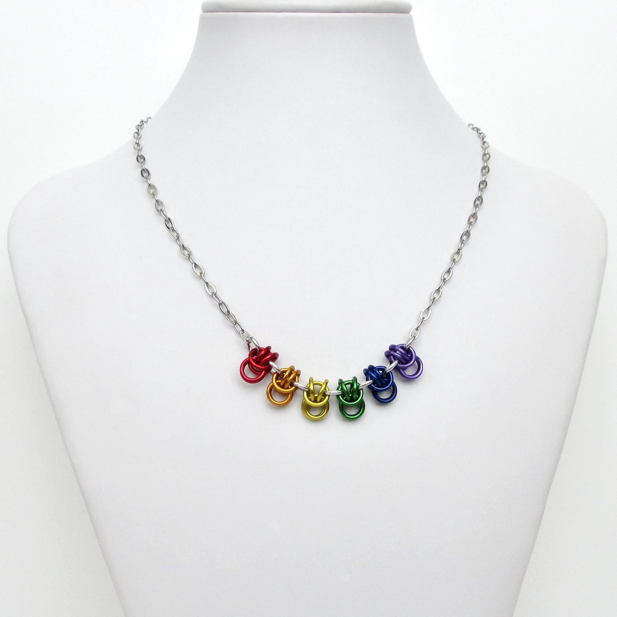 Rainbow Gay Pride Scalloped Necklace - Handmade Anodized Aluminum LGBTQ Jewelry