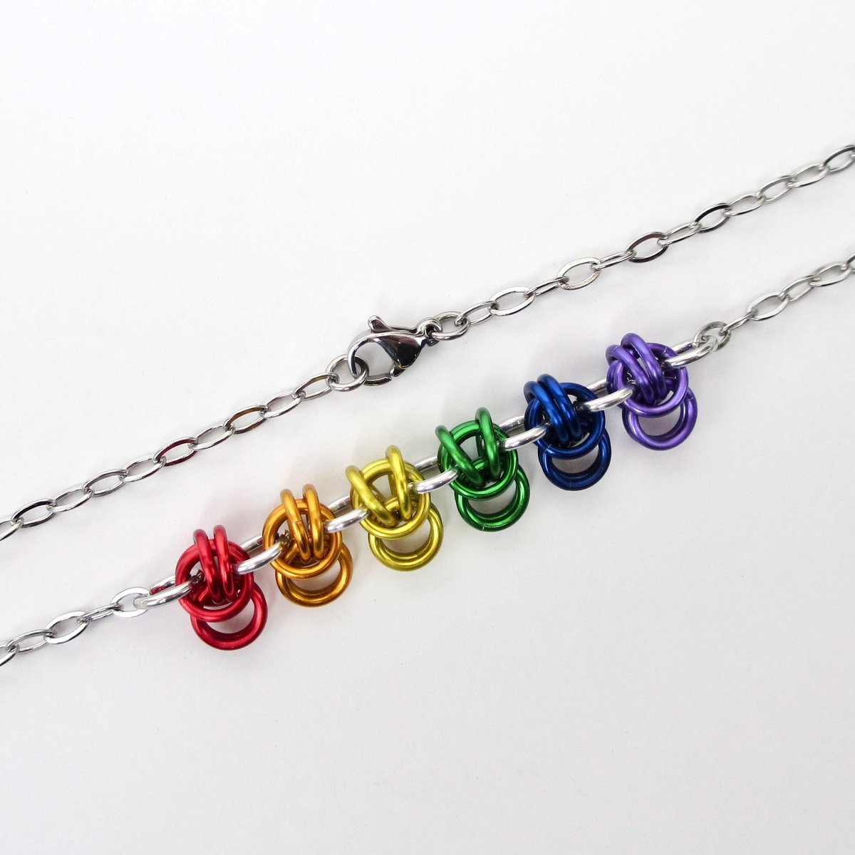 Rainbow Gay Pride Scalloped Necklace - Handmade Anodized Aluminum LGBTQ Jewelry