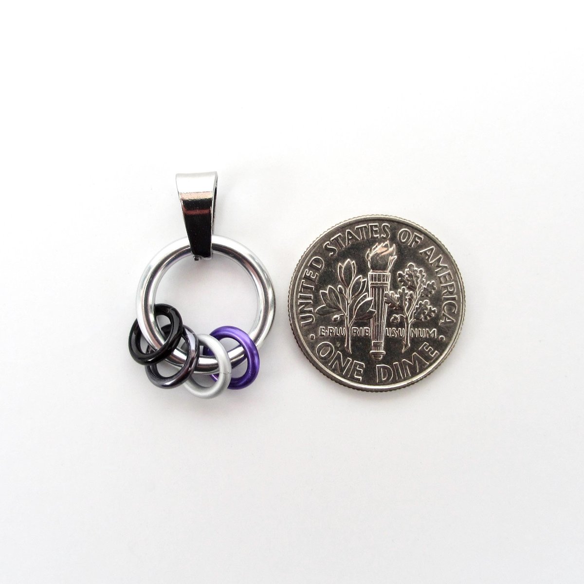 Minimalist Asexual Pride Pendant with Floating Rings in Ace Flag Colors - Handmade LGBTQ+ Jewelry