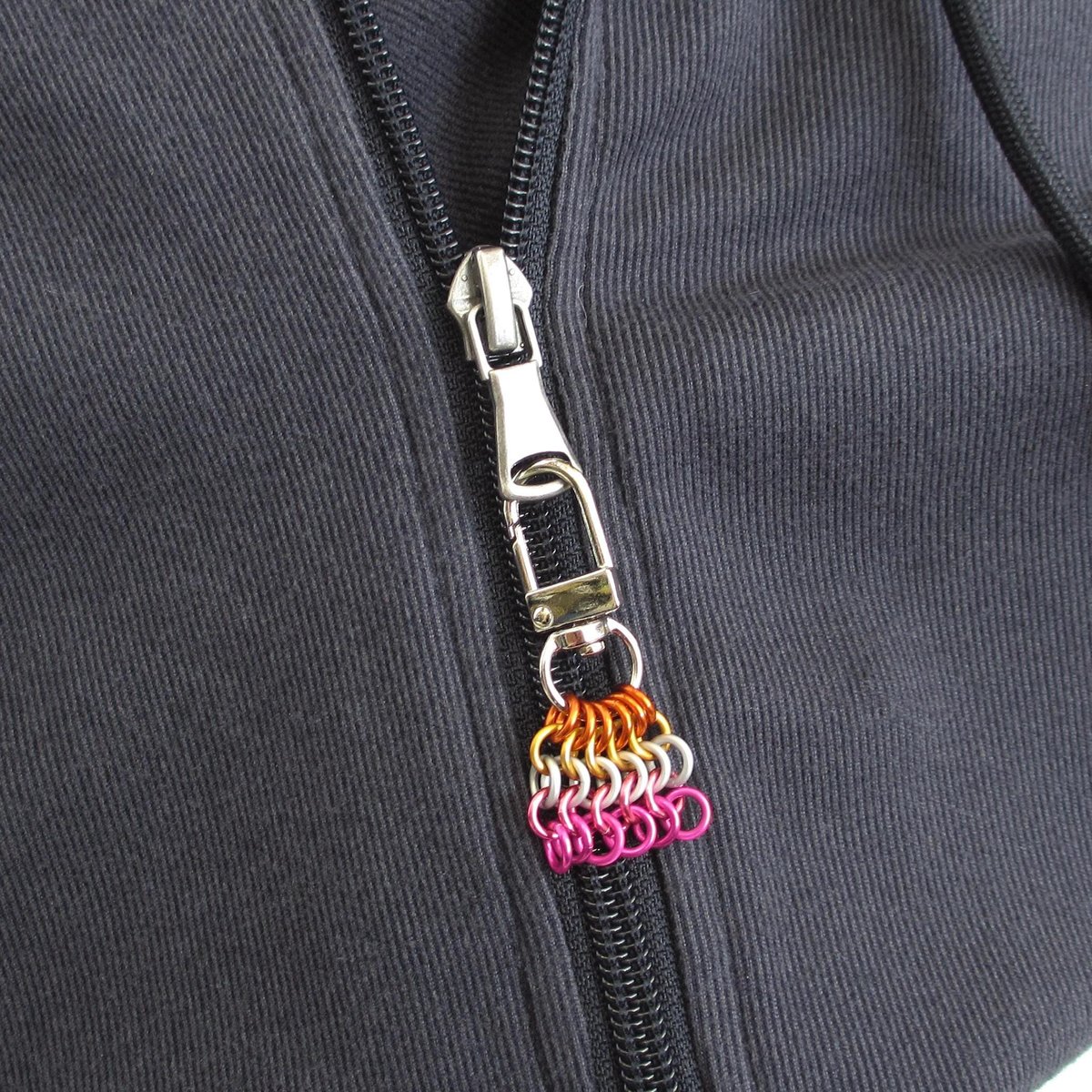 Lesbian Pride Flag Pendant, Bag Charm or Zipper Pull - Handmade LGBTQ Chainmail Accessory