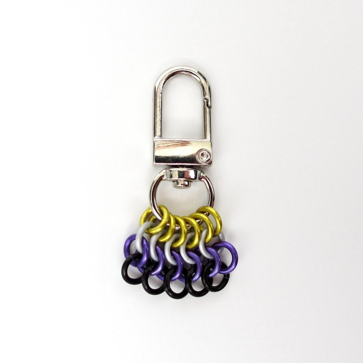Nonbinary Pride Chainmail Zipper Pull or Bag Charm, Pendant Necklace Option