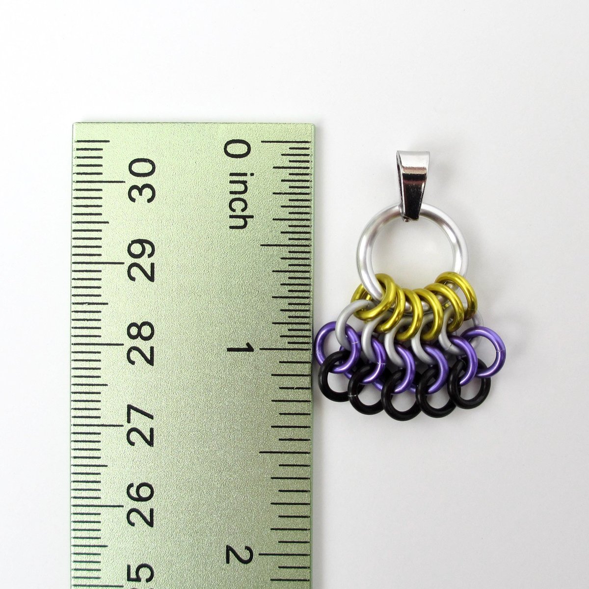 Nonbinary Pride Chainmail Zipper Pull or Bag Charm, Pendant Necklace Option