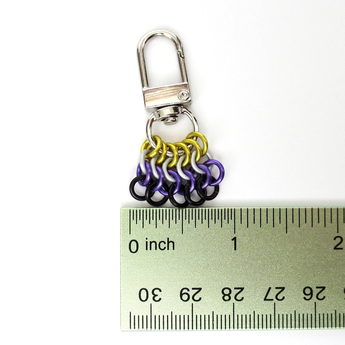 Nonbinary Pride Chainmail Zipper Pull or Bag Charm, Pendant Necklace Option