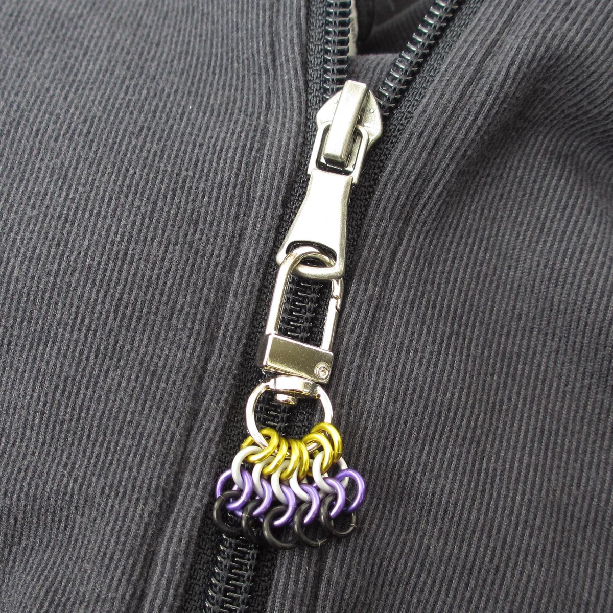 Nonbinary Pride Chainmail Zipper Pull or Bag Charm, Pendant Necklace Option