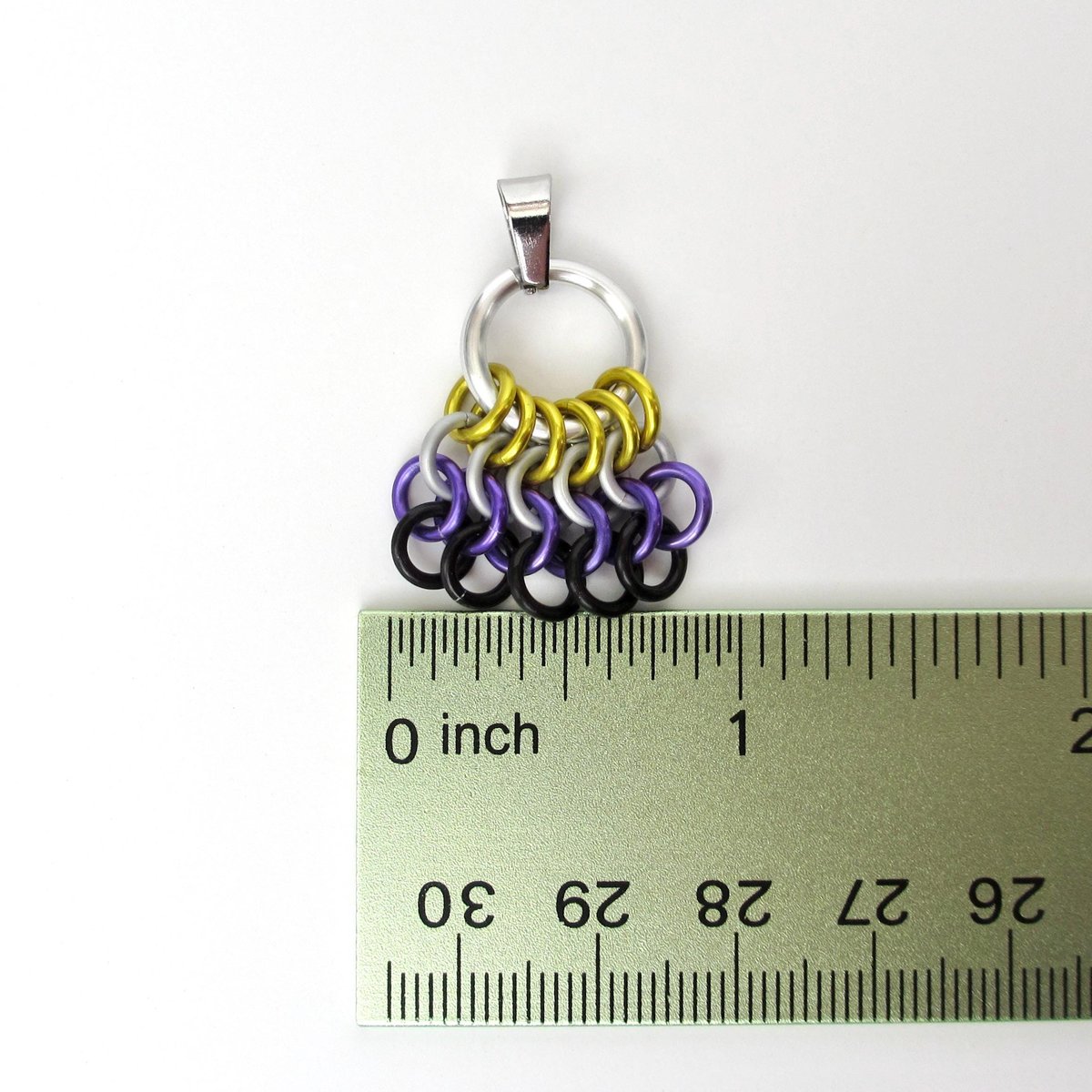 Nonbinary Pride Chainmail Zipper Pull or Bag Charm, Pendant Necklace Option