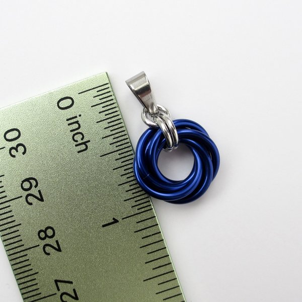 Blue Love Knot chainmail pendant necklace