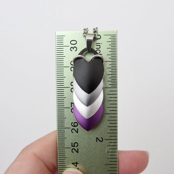 Handmade asexual pride pendant necklace – LGBTQ+ chainmail scale jewelry