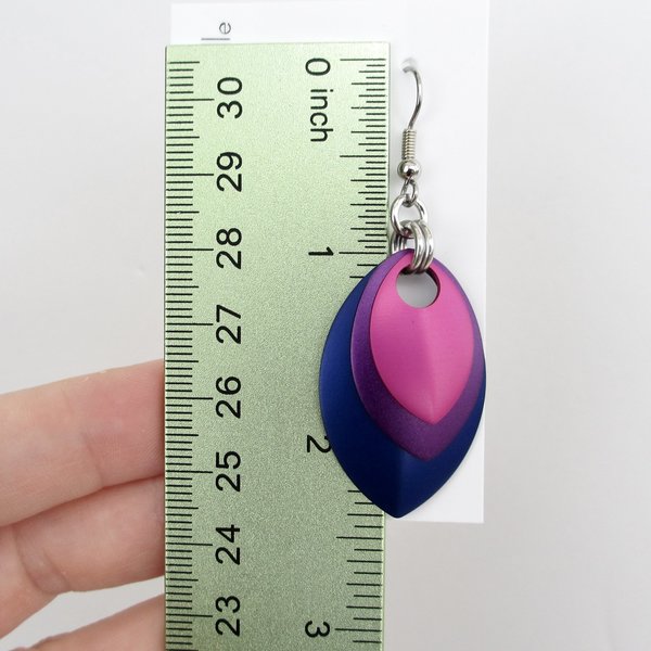 Handmade Bi Pride Earrings – Anodized Aluminum Chainmail Scales Jewelry